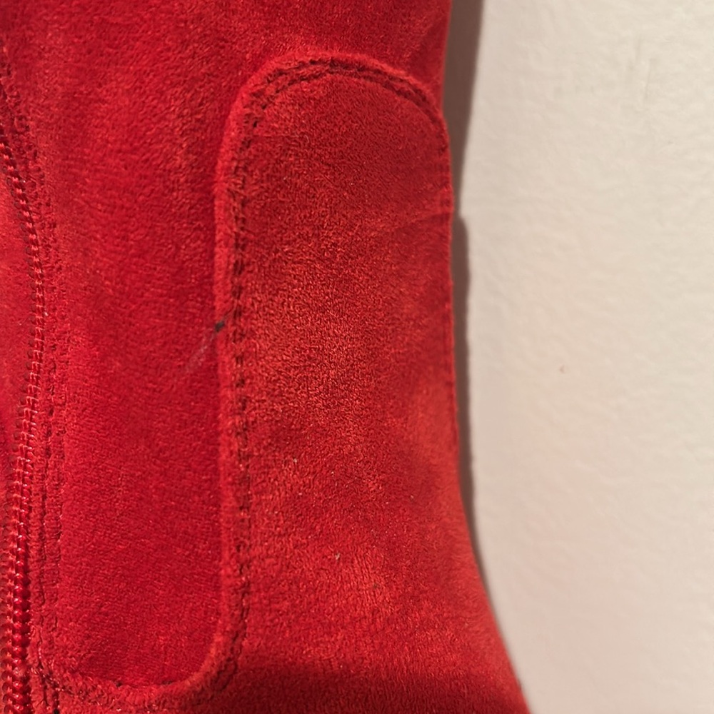 Dream Pairs Red Over the Knee Boots with Block Heel - Picture 7 of 10